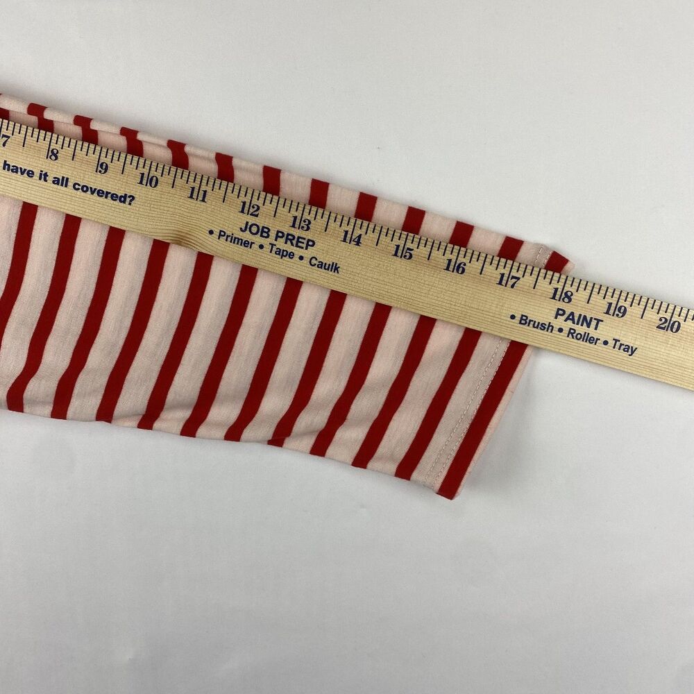 Women’s Boat Neck 3/4 Sleeve Red & White Striped Top Ruffle Hem Size M - Picture 10 of 10